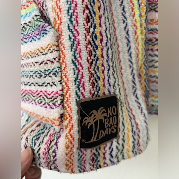 Baja Hoodie Boho Pullover White Rainbow Mini Stripe Medium by No Bad Days - Picture 4 of 10